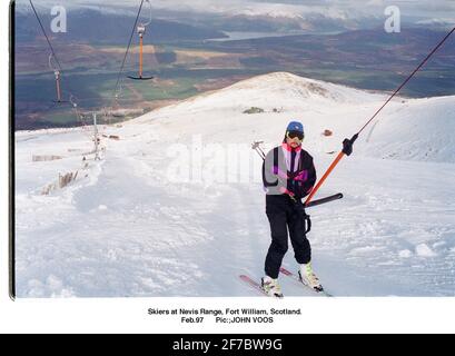 Skifahrer Skifahren in Ben Nevis Range Fort William in Schottland Stockfoto