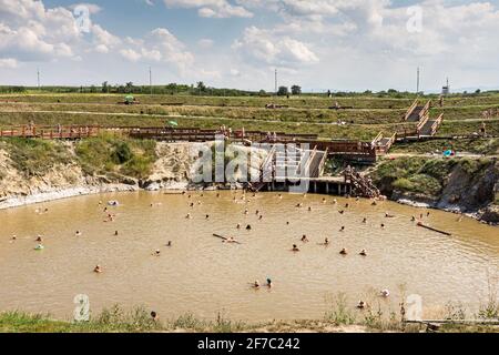 Salzseen und Schlammbäder im Ocna Sibiului in Sibiu Conty, Siebenbürgen, Rumänien Stockfoto