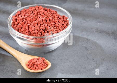 Bio-Achiote-Samen - Bixa Orellana Stockfoto