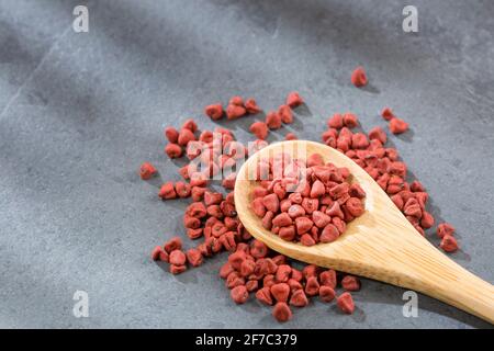 Bio-Achiote-Samen - Bixa Orellana Stockfoto