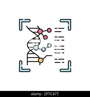 Symbol für die DNA-Identifizierung mit der Farblinie. ID und verifizende Person. Piktogramm für Webseite, mobile App, Promo. UI UX GUI Design-Element. Bearbeitbare Kontur. Stock Vektor