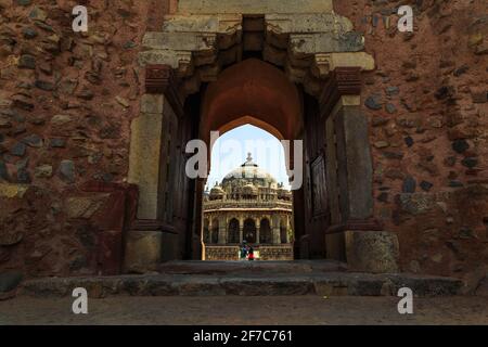 Berühmter Touristenort Isa Khans Grab in Neu-Delhi, Indien Stockfoto