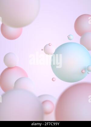 Abstrakter Hintergrund von Kugeln oder Kugeln in Pastellfarben. 3D-Illustration Stockfoto