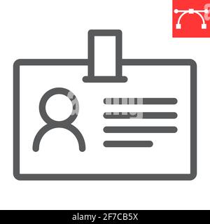 ID Card Line Icon, Identifikation und Kartenhalter, Office Badge Vector Icon, Vektorgrafiken, editierbare Kontur Umrisszeichen, eps 10. Stock Vektor