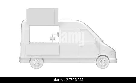 3D-Rendering eines Foodtruck-Mock-up-Templates isoliert. Stockfoto