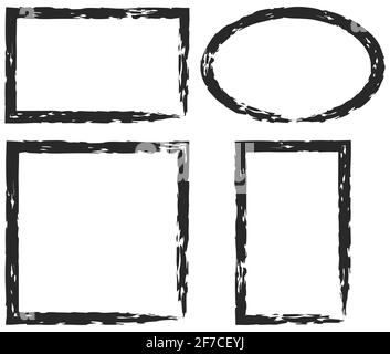 Rahmen Mit Unterschiedlichen Formen. Grunge Style. Dunkelgrauer strukturierter Rahmen. Vektorgrafik. Isoliert auf weißem Hintergrund. Stock Vektor