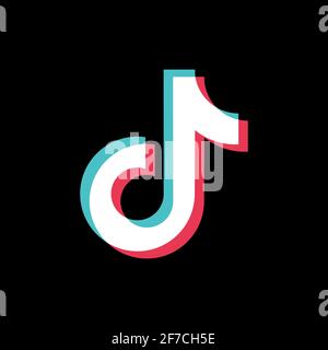 TIK-Tok-Symbol. Soziale Medien. TIK Tok-Logo-Design. Vektorgrafik auf schwarzem Hintergrund Stock Vektor