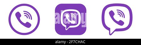 Viber flaches Icon-Set isoliert auf weißem Hintergrund,. Vektorgrafik. Stock Vektor