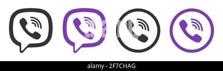 Viber flaches Icon-Set isoliert auf weißem Hintergrund,. Vektorgrafik. Stock Vektor