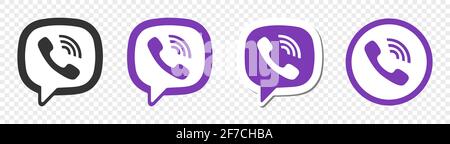 Viber flaches Icon-Set isoliert auf weißem Hintergrund,. Vektorgrafik. Stock Vektor