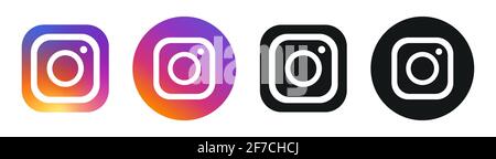 Instagram. Kamerasymbole eingestellt. Vektordarstellung isoliert auf weißem Hintergrund Stock Vektor