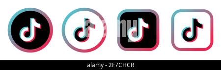 TIK-Tok-Symbole gesetzt. Taste. Soziale Netzwerke. TIK Tok-Logo-Design. Vektordarstellung auf weißem Hintergrund isoliert. Stock Vektor