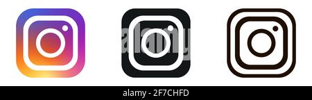 Instagram. Kamerasymbole eingestellt. Vektordarstellung isoliert auf weißem Hintergrund Stock Vektor