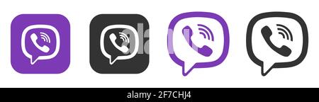 Viber flaches Icon-Set isoliert auf weißem Hintergrund,. Vektorgrafik. Stock Vektor