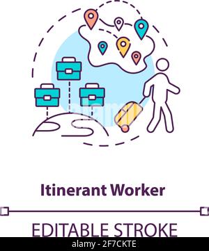 Symbol für das Konzept „Wanderarbeiter“ Stock Vektor