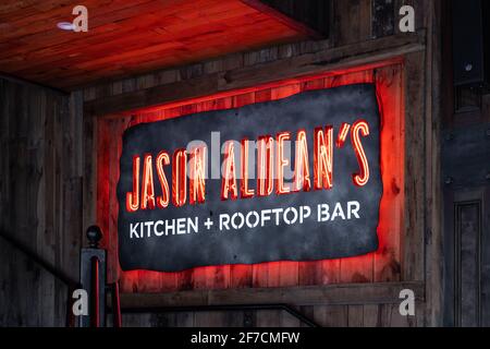 Jason Aldean's Kitchen and Rooftop Bar ist der Country-Musik-Sänger-Club an der Broadway Street in der Innenstadt von Nashville. Stockfoto