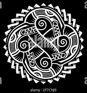 Skandinavisches Wikingerdesign. Antiker dekorativer Drache im keltischen Stil, skandinavische Knotengrafik Stock Vektor