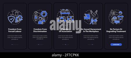 Arbeitsmigranten Freiheiten Onboarding mobile App-Seite Bildschirm mit Konzepten Stock Vektor