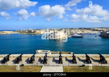 Die Saluting Battery in Valletta Malta Stockfoto