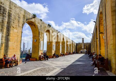 Valletta Malta, 29. Februar 2020. Valletta Upper Barrakka Gardens an einem sonnigen Tag Stockfoto