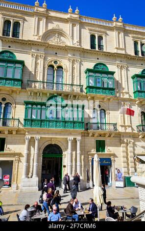 Valletta, Malta, 27. Februar 2020. Malta Valletta Stadtzentrum an einem sonnigen Tag. Stockfoto