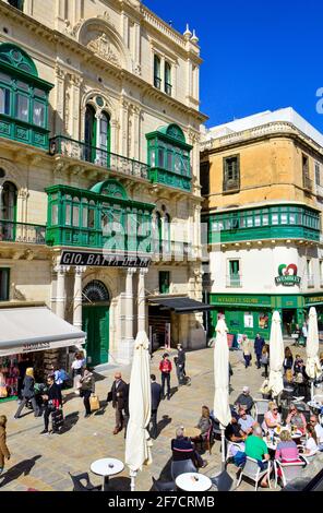 Valletta, Malta, 27. Februar 2020. Malta Valletta Stadtzentrum an einem sonnigen Tag. Stockfoto