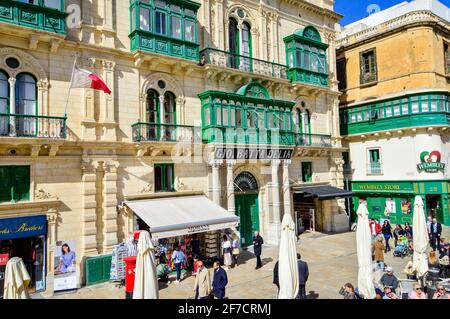 Valletta, Malta, 27. Februar 2020. Malta Valletta Stadtzentrum an einem sonnigen Tag. Stockfoto