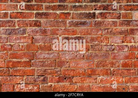 Alte rote Backsteinmauer Hintergrund Vielzahl von Backsteinen Backsteinmauer Hergestellt mit alten Ziegeln wiedergewonnen Steine hohe Auflösung hohe Qualität Foto Stockfoto