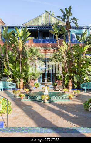 Villa Oasis im berühmten botanischen Garten Jardin Majorelle von Yves Saint Laurent in Marrakesch, Marokko Stockfoto