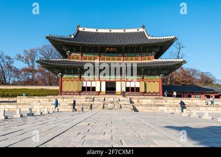 Bereich des königlichen Changdeokgung Palastes in Seoul, Südkorea Stockfoto