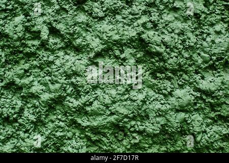 Der grüne Zementputz Wand horizontalen Hintergrund. Stockfoto