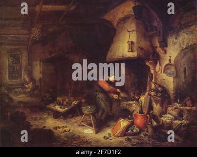 Adriaen Van Ostade - ein Alchemist 1661 Stockfoto