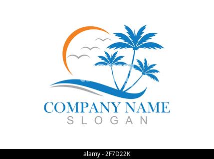 Palme Sommer Logo Design Vektor Vorlage Illustration. Stock Vektor