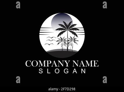 Palme Sommer Logo Design Vektor Vorlage Illustration. Stock Vektor