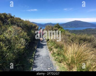 Wandern am Ketetahi-Ende des Tongariro National Park, Neuseeland Stockfoto