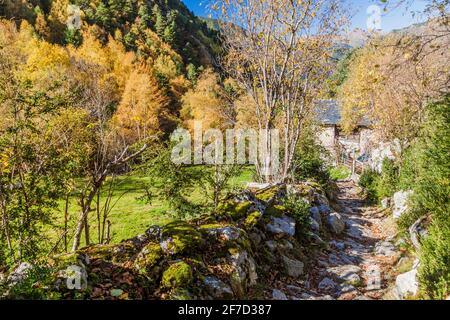 Steinweg im Tal von Madriu Perafita-Claror, Andorra Stockfoto