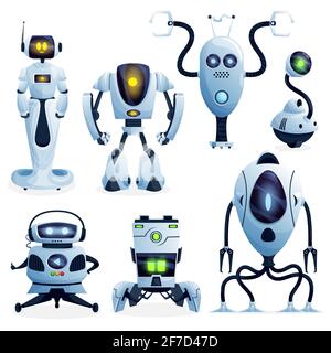Roboter Zeichentrickfiguren und android-Bots Stock Vektor