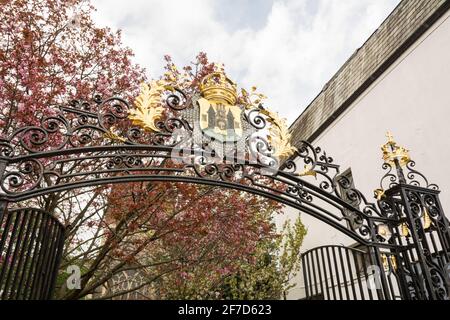 East Surrey Regiment Ziertore und Wappen, All Saints Church, Market Place, Kingston upon Thames, Kingston, Surrey, Großbritannien Stockfoto