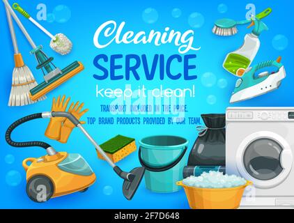 Reinigungs- und Wäscheservice liefert Stock Vektor