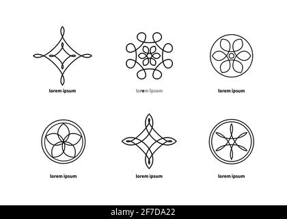 Set aus schönen geometrischen abstrakten Elementen für Logos oder Icons. Symbol für Spa, Schönheitssalon oder Hotel. Stock Vektor