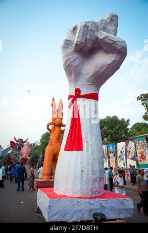 Bangla Noboborsho Baishakhi Utshab mongolischer Shobhajatra von Bengali Neujahr. Stockfoto