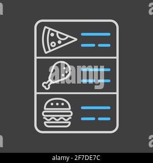 Vektorsymbol für Online-Menü „Food“. Lieferunterschrift. Graph Symbol für das Kochen Website und Apps Design, Logo, App, UI Stock Vektor
