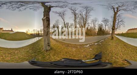 360 Grad VR-Aufnahme von Schloss Niasvizh, Weißrussland Stockfoto