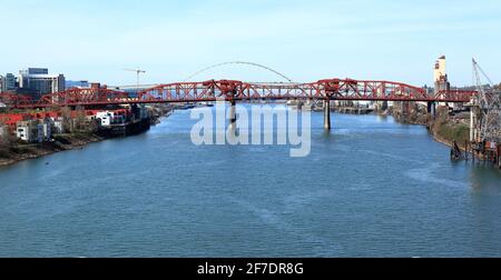 Portland City of Bridges: Broadway Bridge Stockfoto