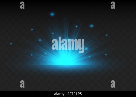 Blau leuchtende Lichter Effekte isoliert auf Hintergrund. Leuchteffekt. Stock Vektor