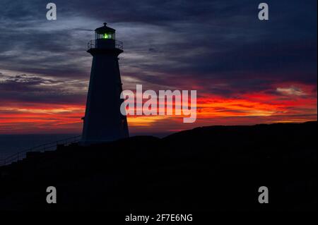 Cape Spear Lighthouse bei Sonnenaufgang Stockfoto