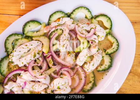 Traditionelle mexikanische Meeresfrüchte. Aguachile, mexikanische Meeresfrüchte Stockfoto