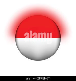 Glaskugel mit Flagge Indonesiens. Runde Kugel, Vorlagensymbol. Indonesisches nationales Symbol. Glänzende realistische Kugel, 3D abstrakter Vektor Stock Vektor