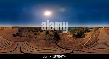360 Grad Panorama Ansicht von Caleta Valdes, Aussichtspunkt der Seelöwen, Chubut, Argentinien.