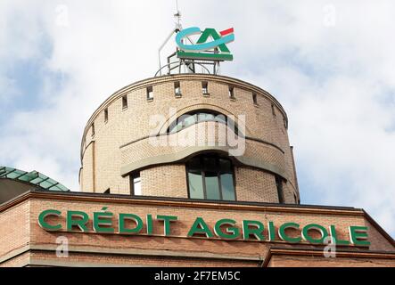 Kiew, Ukraine. März 2021. Credit Agricole Bankbüro ist in Kiew gesehen. Kredit: SOPA Images Limited/Alamy Live Nachrichten Stockfoto